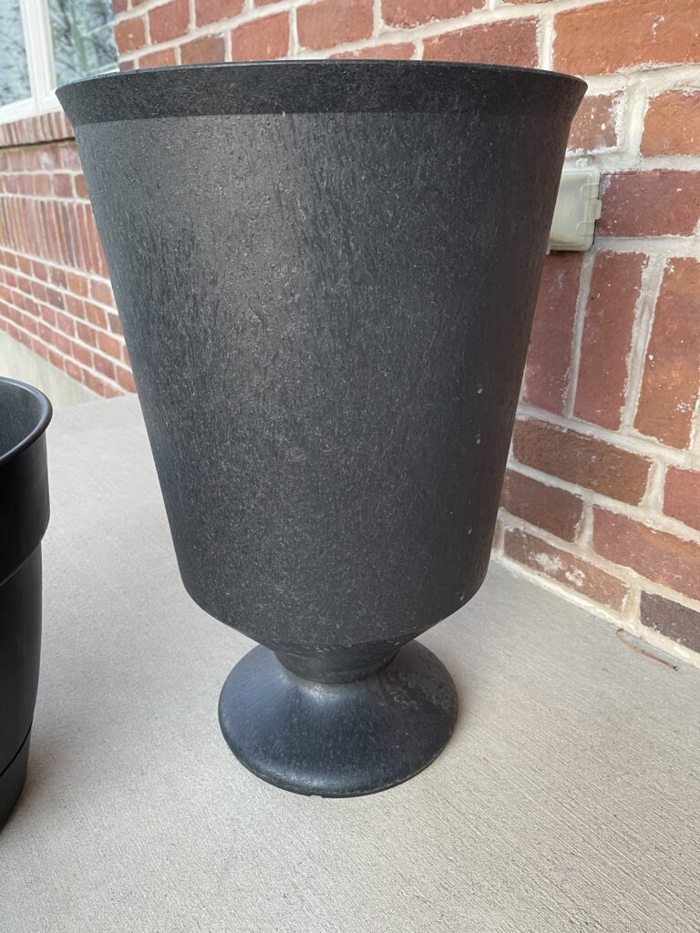 A round, urn style pot can be placed on top of a square pot to create a unique Estate Planter.